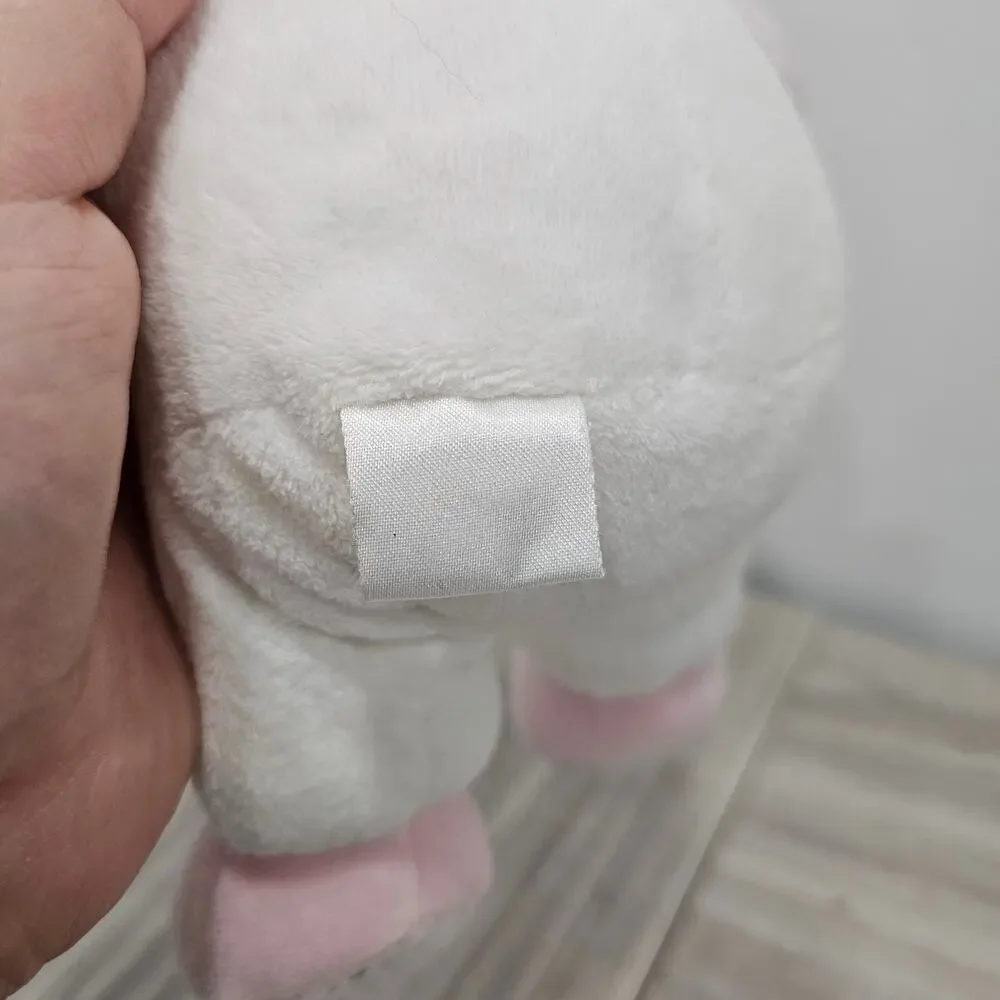VINTAGE Carter's Baby Girl Plush Doll Rattle Pink White Bunny Rabbit Pocket